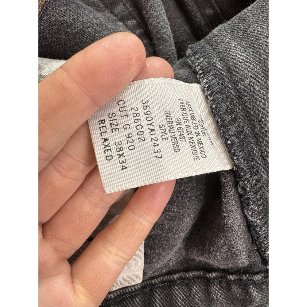 Levis Jeans Mens 38x34 Gray Denim Relaxed Fit Straight Charcoal Wash Pants